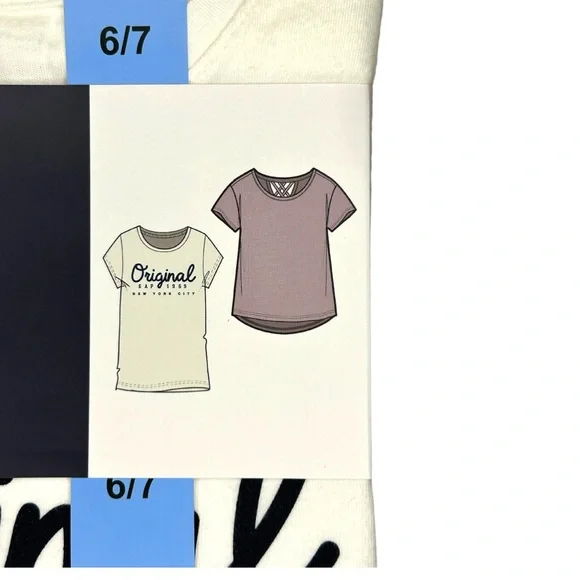 GAP Girl's 2 Pack Short Sleeve Soft Graphic Logo Cut Out Back Tee Size 4/5 & 6/7 - Picture 7 of 8